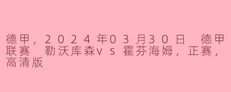 2024年3月30日，勒沃库森与霍芬海姆的德甲联赛比赛有什么亮点？